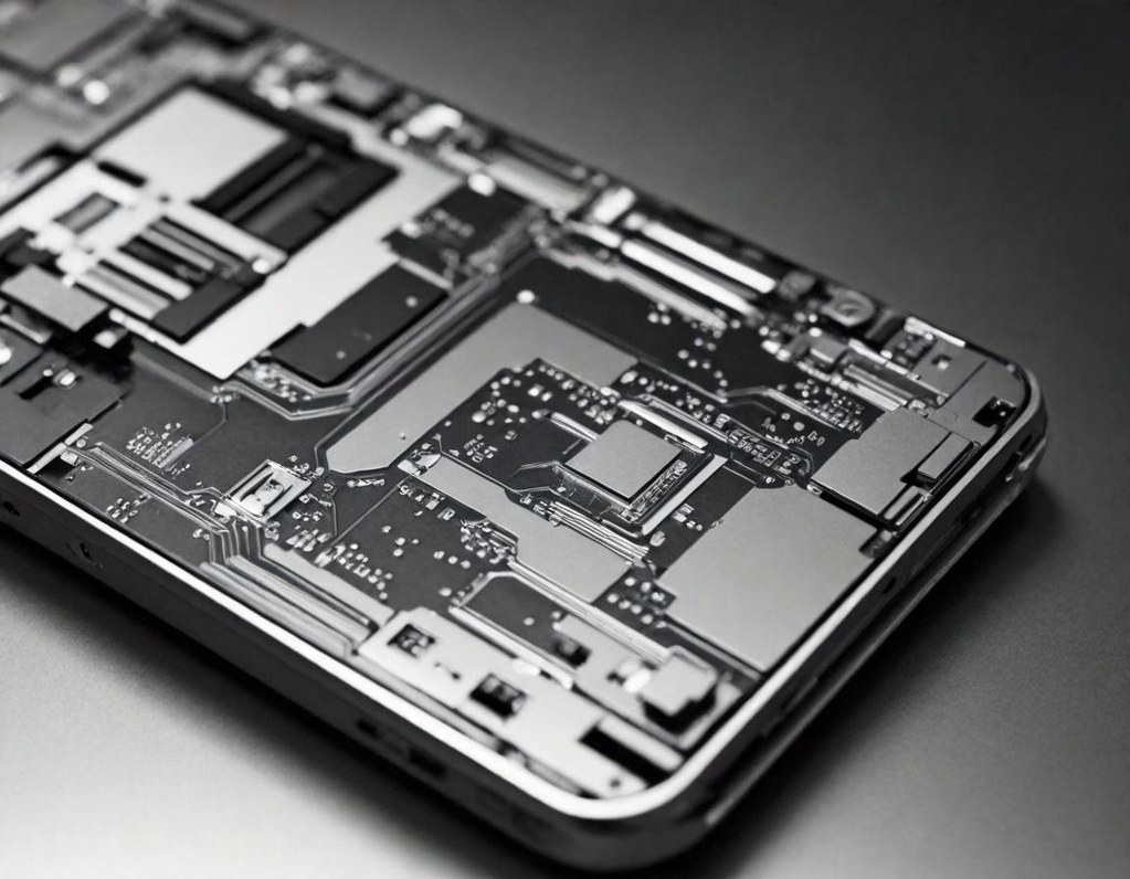 Detail einer geöffneten Smartphone-Platine